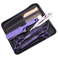 Kit de Salon Professionnel : Ciseaux de Barbier en Acier Japonais, Ciseaux Droits et Effileurs, Peigne pour Salons et Barbiers, Affûtage de Précision 1010