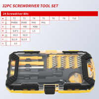 Set Alat Obeng 32pcs dengan Gagang Plastik + Pinset Anti-Statik + Batang Ekstensi H4-74L