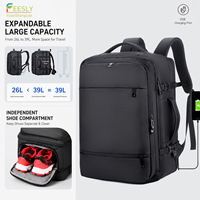 Ransel Laptop Geometris Tahan Lama dari Bahan Polyester, Anti Air, Kapasitas Besar, Multifungsi, Dilengkapi USB, untuk Penggunaan Bisnis dan Aktivitas Luar Ruangan