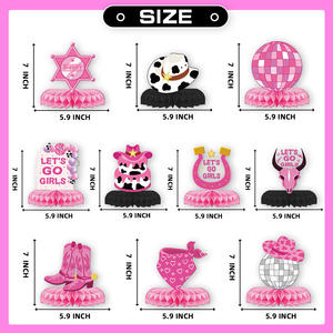 Ornamento rosa a nido d'ape per festa da Cowboy compleanno ragazza tavolo centro a nido d'ape terrazza decorazione per festa Cowgirls - Product Image 4