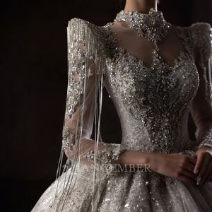 Jancember LSHT076 Beautiful High Neck Tassel Women's <b>Wedding</b> Gowns <b>Dresses</b> - Product Image 5