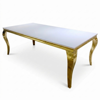 JJY-YHZ-E002 Mesa Rectangular Romántica de Acero Inoxidable Dorado para Eventos y Bodas con Tapa de MDF, Venta al por Mayor de Fábrica