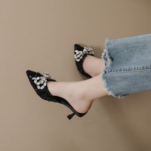 Latest Ladies <b>Pointed</b> <b>Toe</b> Slip-On Solid Fashion Trend Plus Size Comfortable <b>Flat</b> Bowknot Casual Sandals - Product Image 3