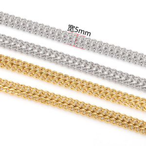 Stainless Steel Cuban <b>Chain</b> 5mm Gold Plated Double Row Bracelet Anklet <b>Waist</b> <b>Chain</b> DIY Jewelry Making Material Unisex - Product Image 4