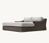 PROVENCE, muebles modernos para todo tipo de clima, sofá cama, tumbona de caña de jardín, asiento bajo, brazos inclinados, tumbona doble de mimbre