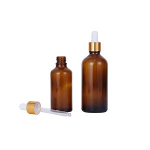 Custom Logo Boston Style Clear Amber <b>Glass</b> Beard Oil Dropper <b>Bottle</b> 30ml 50ml 60ml with Silver Golden Top - Product Image 3