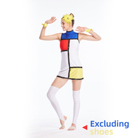 Costumes de danse pour filles MiDee de haute qualité, ornés de paillettes, multicolores, patchwork, robes trapèze, vêtements de scène de jazz