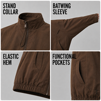 Blouson bomber léger pour homme à col montant, coupe ample, décontracté, coupe-vent, OEM ODM, personnalisable, marque privée