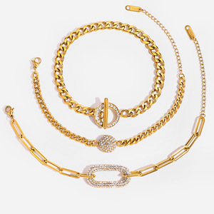 Geometric Zirconium Crush <b>Bracelet</b> Gold Chain With <b>Crystal</b> Inlay For Women Gift Jewelry - Product Image 1