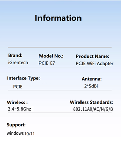 Fabricant professionnel <span class=keywords><strong>PCIE</strong></span> AX900 <span class=keywords><strong>WiFi</strong></span> <span class=keywords><strong>6</strong></span> Blue Tooth 5.3 carte réseau sans fil <span class=keywords><strong>PCIe</strong></span> pour adaptateur <span class=keywords><strong>WiFi</strong></span> PC de bureau - Product Image 6