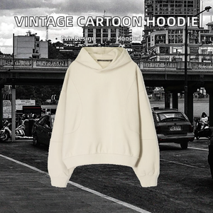 Sudadera con Capucha Extra Grande Personalizada de Alta Calidad, Ecológica, Tejida, con Estampado de Dibujos Animados Negros, Estilo Vintage, para Hombre, Venta al Por Mayor - Product Image 2