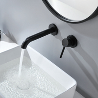 Robinet de lavabo moderne en laiton chromé gris canon noir 59-1, installation encastrée, monotrou