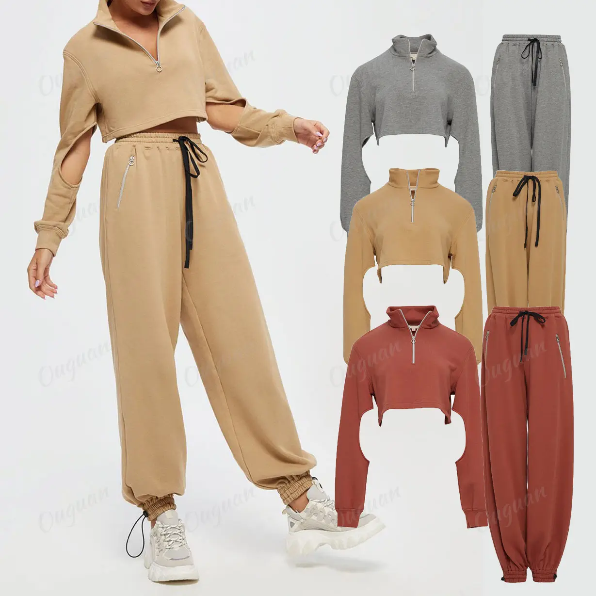 Customize Winter Spring Tracksuit Women Sweatshirt And Pants 2pcs Outfits Female Casual Woman Jogger Sport Suit Two Piece Set