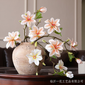 Arreglo Floral Artificial de Magnolia Yihua, Color Blanco Champán, Cuatro Magnolias del Lago Oeste, Decoración Zen China para el Hogar - Product Image 3