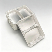 Barquette jetable en aluminium compartimentée carrée multi-compartiments pour la livraison de bento et la restauration en gros