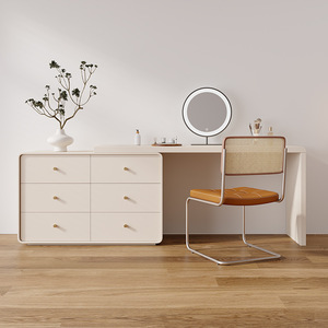 Cream Colored Dressing <b>Table</b> With Lighted <b>Mirror</b> Bedroom <b>Vanity</b> Storage Cabinet Furniture - Product Image 3