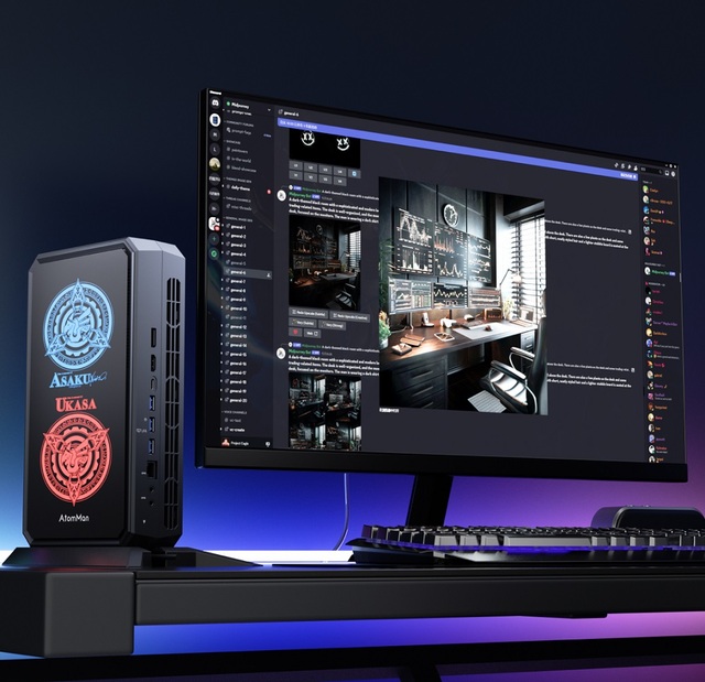 AtomMan Gaming Mini PC G7 Pt AMD R9 7945HX RX 7600M XT 8G Desktop World's First Advantage Certified Micro Gamer Computer WiFi7