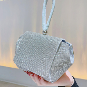 Designer Rhinestone Elegant <b>Clutch</b> Bag Purses Big <b>Wedding</b> Evening Crystal Bucket Bag Silver for Woman - Product Image 4