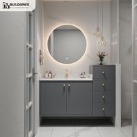 Buildgres Meuble de salle de bain élégant avec lavabo et miroir LED Vanité de salle de bain Vanité de salle de bain