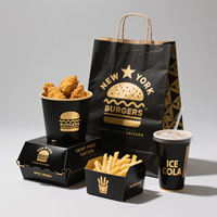 Boîtes en papier personnalisées imprimées en noir, recyclées, de qualité alimentaire, résistantes à la graisse, écologiques, pour la livraison de repas à emporter, la restauration rapide et les emballages de livraison de restaurants.