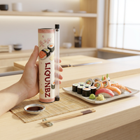 Boîte à sushi cylindrique en carton kraft écologique et recyclable, de qualité alimentaire, anti-fuite, avec tube à sushi à pression