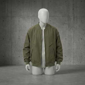 Blouson bomber vert olive pour homme, fermeture éclair, couleur unie, polyester, coupe classique, vêtement d'extérieur décontracté, idéal pour le printemps, avec logo sur le devant et capuche. - Product Image 3