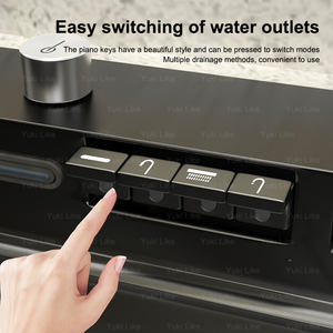 Fregadero de acero inoxidable de cocina multifuncional moderno negro 7546 con purificador de agua de <span class=keywords><strong>doble</strong></span> <span class=keywords><strong>grifo</strong></span> y arandela de taza para hotel - Product Image 4