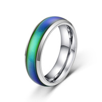 6mm unisexe changeant de couleur anneaux pour femmes en acier inoxydable humeur sentiment Tracker anneau pour hommes nouveauté bijoux pour cadeau fête