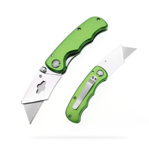 Hot Selling Quick Change Blades Aluminum Handle Safety <b>Lock</b> Folding Box Cutter Utility <b>Knife</b> - Product Image 2