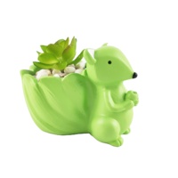 Pot de fleurs succulentes de dessin animé populaire Pot de jardinières d'animaux en béton vert pour patio intérieur/extérieur