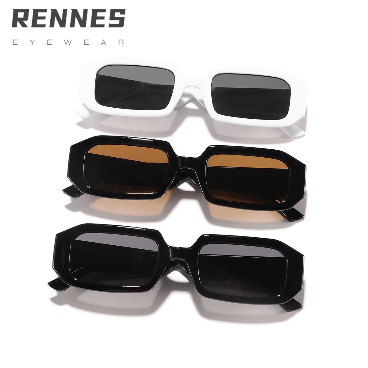 High Quality Casual Unisex Sun Shading Sunglasses Narrow Frame Rectangular Outdoor Street Shades with UV400 Lenses Wholesale
