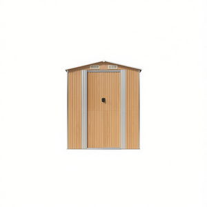 Casetta da giardino in acciaio zincato marrone chiaro 75.6x107.9x87.8 pollici per deposito attrezzi - Product Image 1