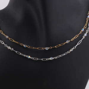 Chaîne <span class=keywords><strong>en</strong></span> or 14 carats plaqué or/<span class=keywords><strong>argent</strong></span> S925 de 5,5*2 mm avec perle de cristal ronde de 3 mm pour la création de colliers, bracelets et bijoux permanents DIY - Product Image 5