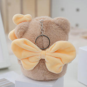 Usine mode ours mignon porte-clés doux peluche jouets ours en peluche avec nœud papillon aile mariage ours en peluche porte-clés en peluche - Product Image 6