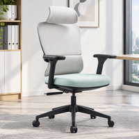 Chaise de bureau ergonomique à dossier haut en maille, avec appui-tête et accoudoirs réglables, base pivotante à réglage d'angle, pour dessin technique et usage professionnel