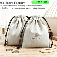 Sac à cordon minimaliste en coton et lin recyclable, sac anti-poussière tissé à chevrons, pochette en coton polyvalente pour le rangement à domicile et les voyages