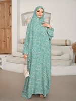 Robe Abaya de Prière à Capuche pour Femme Musulmane Arabe Burqa Imprimé Floral Tenue Pudique Musulmane Hijab Abayas Burqas