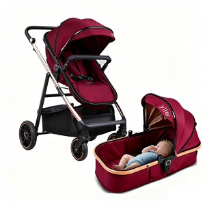 Offre Spéciale <span class=keywords><strong>luxe</strong></span> 4-en-1 bébé poussette léger lin pliable poussette haute paysage Compact Portable deux sièges en gros - Product Image 5