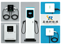 Borne de recharge pour véhicules électriques sur pied, double pistolet, chargeur AC pour VE avec double câble Type 2, écran LCD
