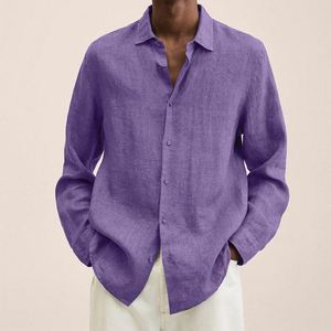 <strong>Mens</strong> Long Sleeve Buttons <strong>Linen</strong> Shirt Summer Solid Comfortable Casual Loose Holiday Cotton and <strong>Linen</strong> Shirts Tee Tops - Product Image 3