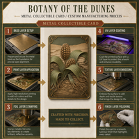 Carte de collection en métal 3D Botanique des Dunes, illustration botanique, carte artistique estampillée or et argent, souvenir cadeau