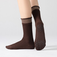 Vente directe de chaussettes de Pilates à double revers en coton pour femmes, chaussettes de Pilates pour la vente en gros