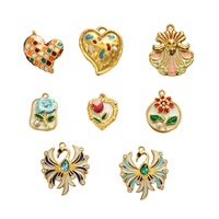 Pendentifs Breloques Coquillage en Acier Inoxydable P478 Plaqué Or 18K avec Strass Multicolores, Anti-ternissement, Style Vintage