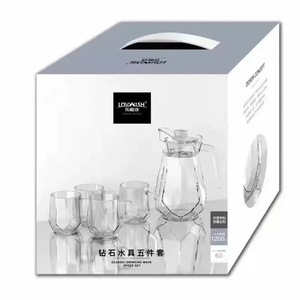 Bán buôn New 1200ml + 300ml * 4 nước và sữa Jug trong suốt Borosilicate Glass Pitcher Tea Pot Set với Hộp quà tặng - Product Image 1