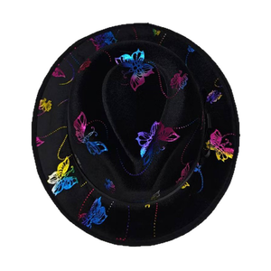 Nouveau style Chapeau de fête en feutre de fibre modale imprimé graffiti coloré, style jazz et cylindre - Product Image 2