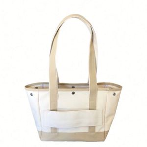 Bolso tote de lona blanca resistente para mujer, impermeable, reutilizable, con asa de cinta, para uso diario, tamaño mediano - Product Image 4
