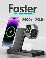 Station de charge sans fil pour plusieurs appareils, charge rapide, port USB Type-C pour iPhone Apple, écouteurs, montre connectée, etc.