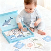 Jeu de Cartes Mémoire Carré à Impression Personnalisée Faune Sauvage pour Enfants