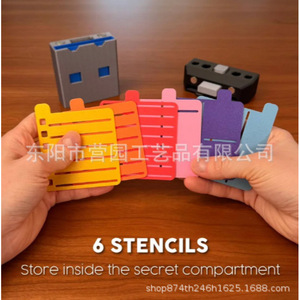 Usb <b>Note</b> <b>Sticky</b> <b>Note</b> Holder With Stencils Colorful Plastic Desktop Organizer For Office Home Use - Product Image 3