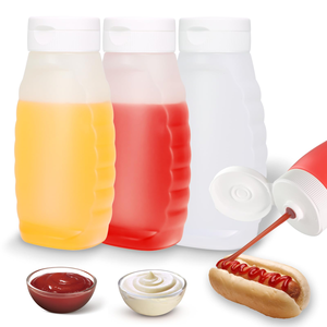 ขวดพลาสติก PET สำหรับบรรจุของเหลว ขวดบีบซอสพร้อมฝาปิดแบบพลิกขึ้น - Product Image 1